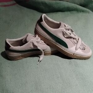 Puma Men's Size 12 White and Green Sneakers Limited Edition Suede Shoes